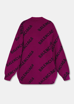 BALENCIAGA Purple All Over Logo Sweater - NOBLEMARS