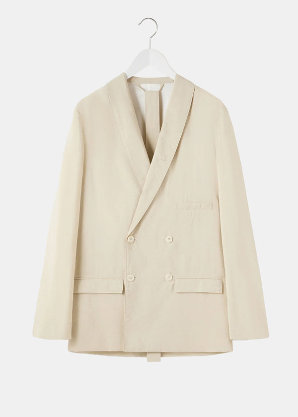 Lemaire Beige Belted Double Breasted Jacket - NOBLEMARS