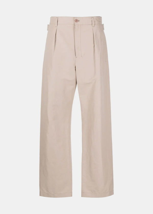 Lemaire Beige Pleated Straight Pants - NOBLEMARS