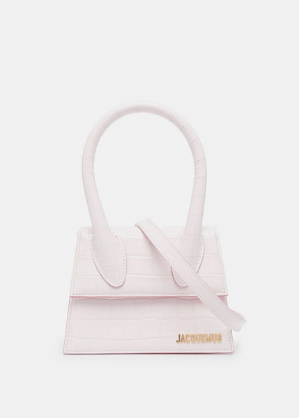 Jacquemus Le Chiquito Moyen Croc Embossed Bag in White