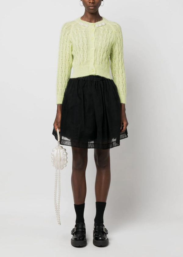 Simone Rocha Green Cable Knit Long Sleeve Cardigan - NOBLEMARS