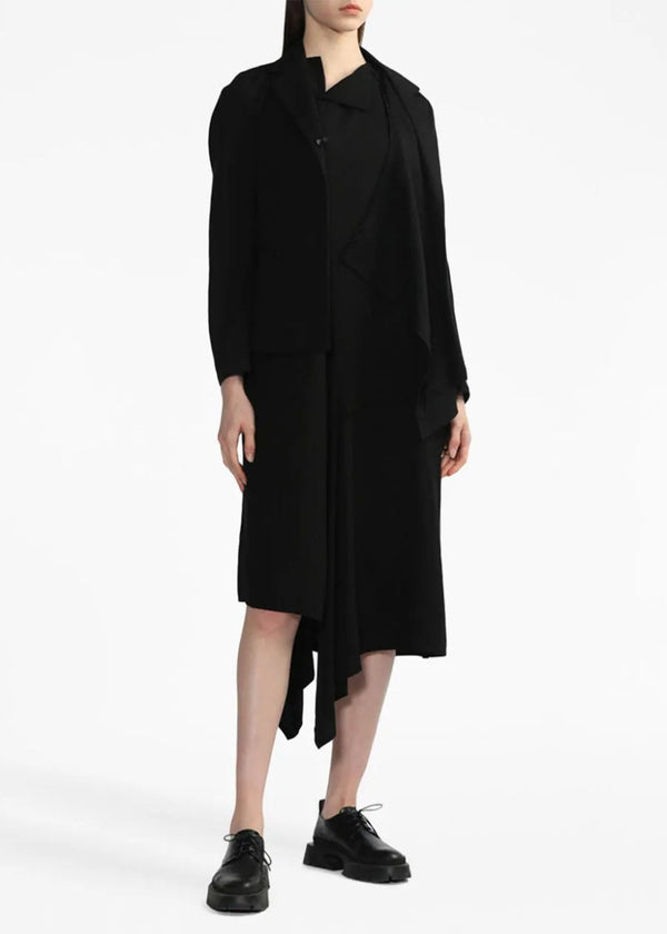 Y'S Black Asymmetric Sleeveless Dress - NOBLEMARS