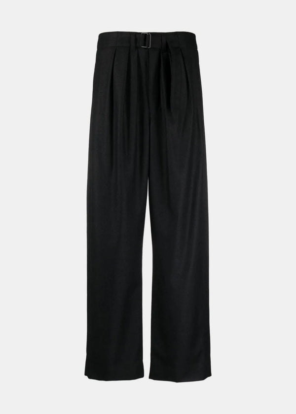LEMAIRE Anthracite Grey Belted Cropped Pants - NOBLEMARS