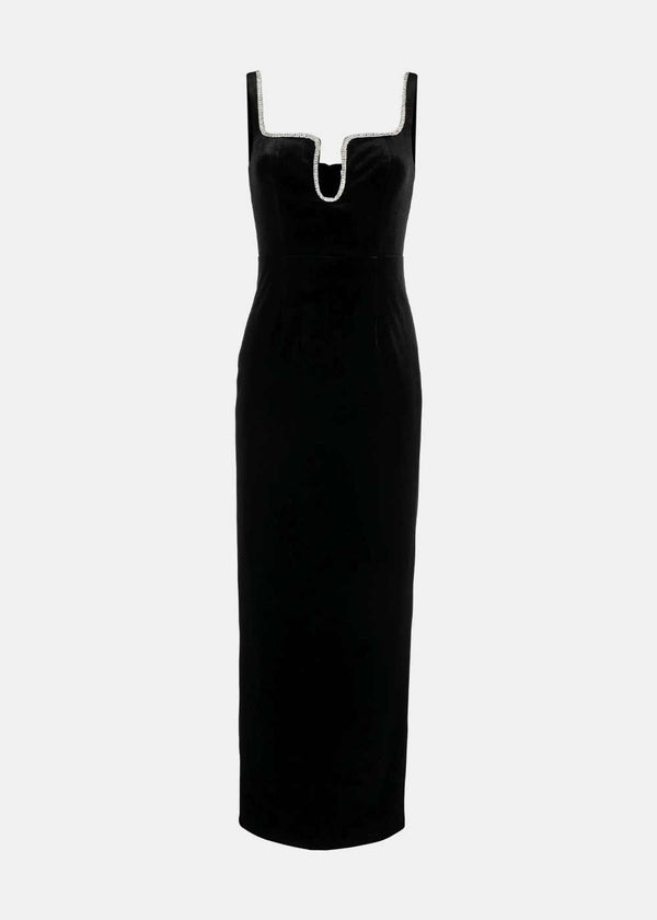 SELF-PORTRAIT Black Velvet Maxi Dress - NOBLEMARS