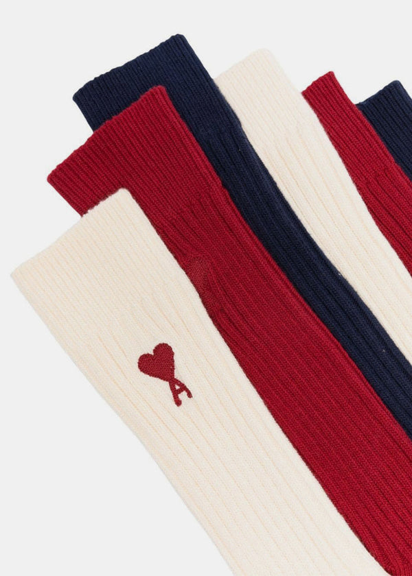 AMI ALEXANDRE MATTIUSSI Ami De Coeur Intarsia-Knit Socks (Pack Of Three) - NOBLEMARS