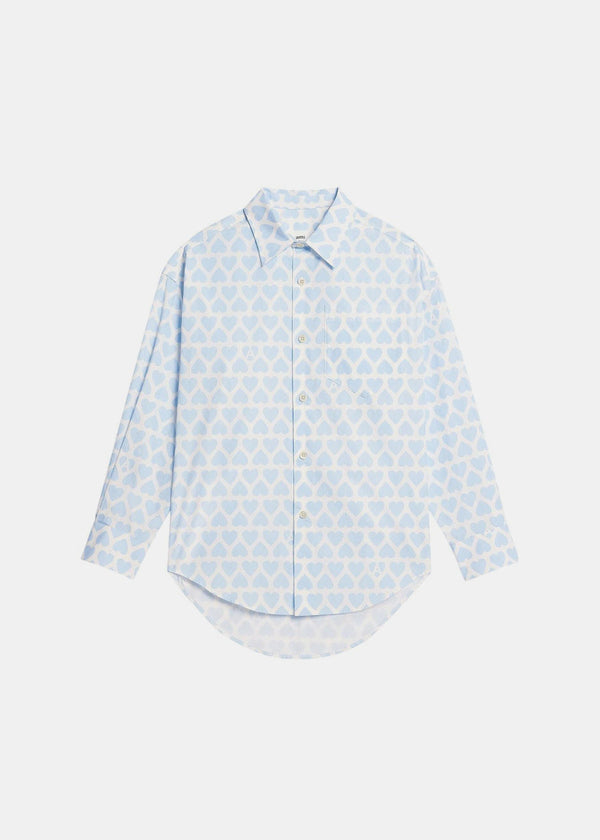Ami Alexandre Mattiussi Blue Heart-Print Long-Sleeve Shirt - NOBLEMARS