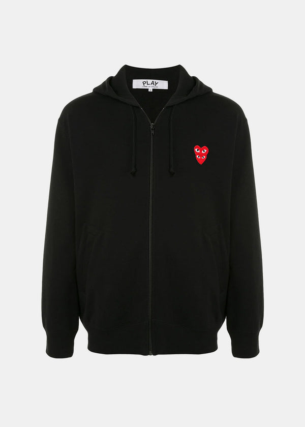 Comme Des Gar?ons Play Black & Red Heart Patch Hooded Sweatshirt - NOBLEMARS