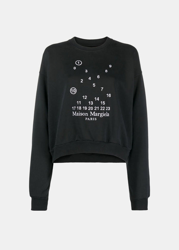 MAISON MARGIELA Black Numbers-motif Cotton Sweatshirt - NOBLEMARS