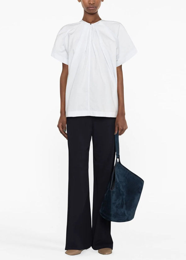 Lemaire Blue Pleated Short-Sleeve Top - NOBLEMARS