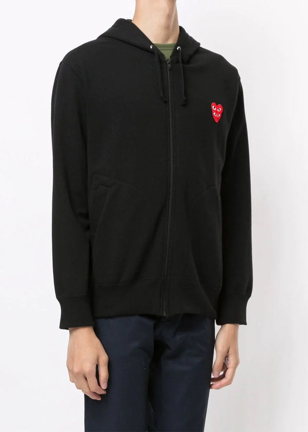 Comme Des Gar?ons Play Black & Red Heart Patch Hooded Sweatshirt - NOBLEMARS