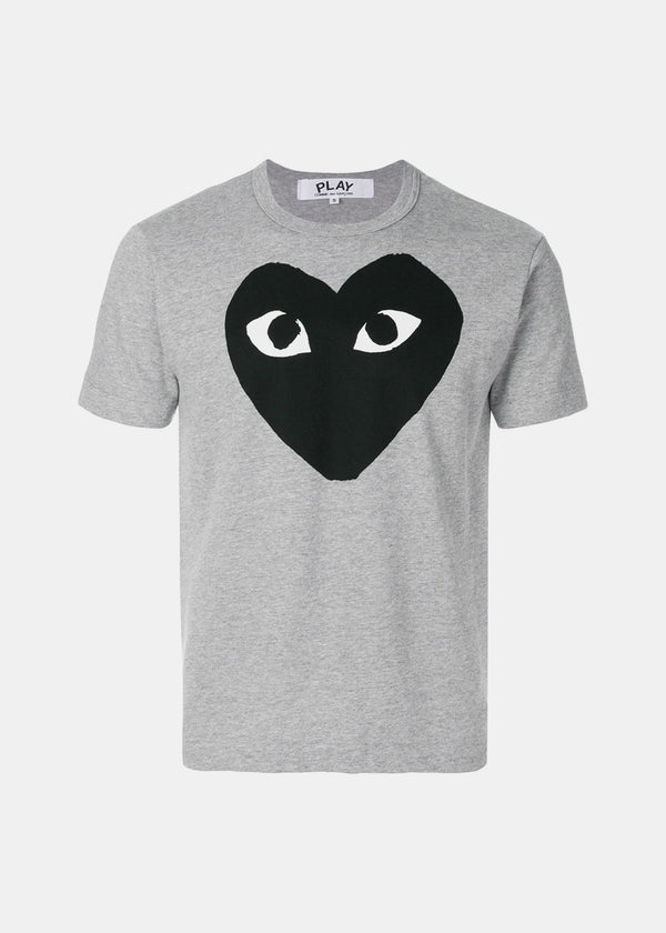 Comme des Garcons Play Grey & Black Heart Printed T-shirt - NOBLEMARS
