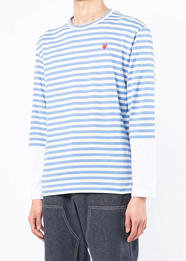 Comme Des Gar?ons Play Blue & White Striped Long Sleeves - NOBLEMARS