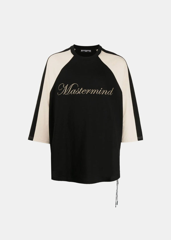 Mastermind World Black Embroidered-Logo Baseball Tee - NOBLEMARS
