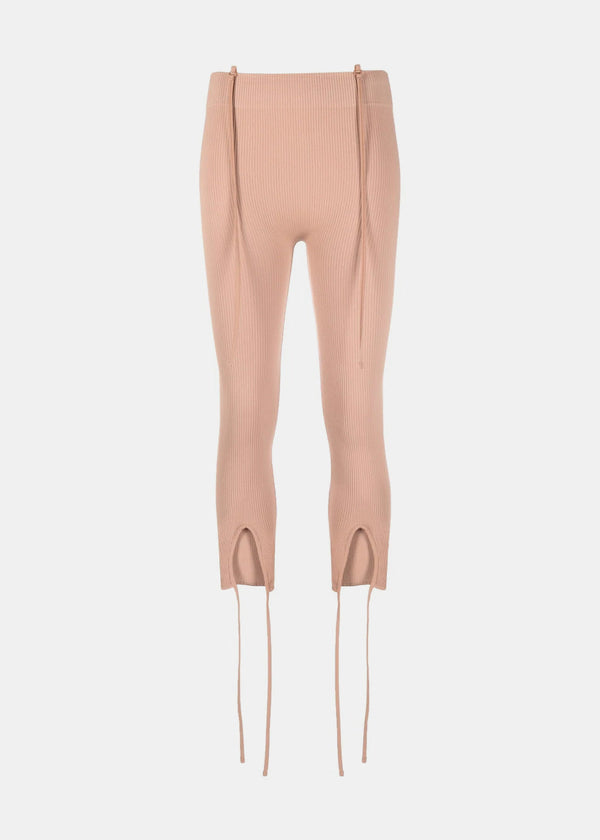 Andre¨¡damo Nude Stirrup Lace Up Leggings - NOBLEMARS
