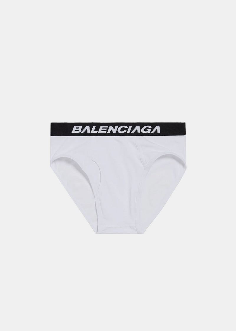 BALENCIAGA White Racer Logo Wasitband Brief - NOBLEMARS