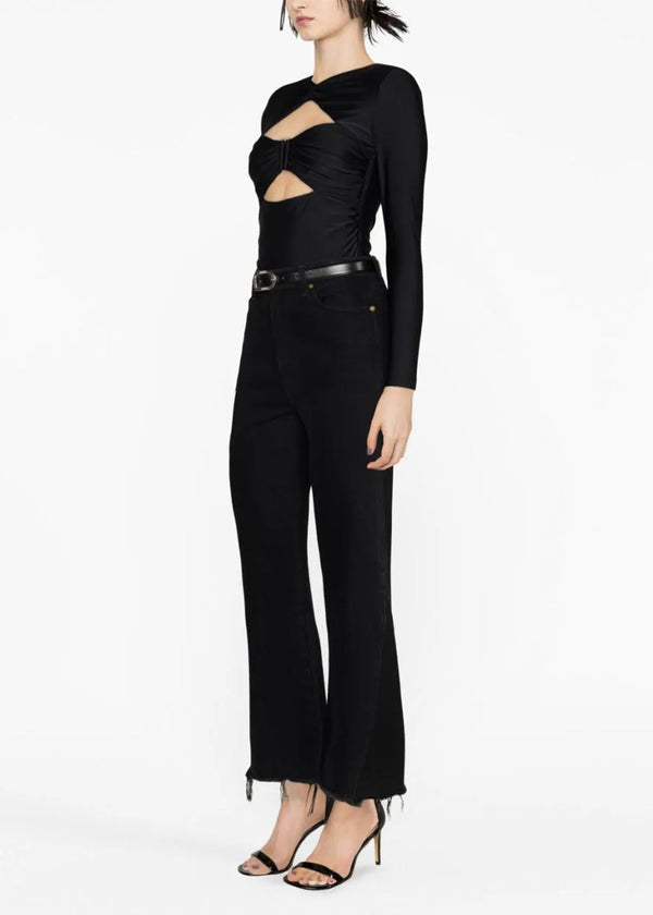 Self-Portrait Black Ruched Cut-Out Top - NOBLEMARS