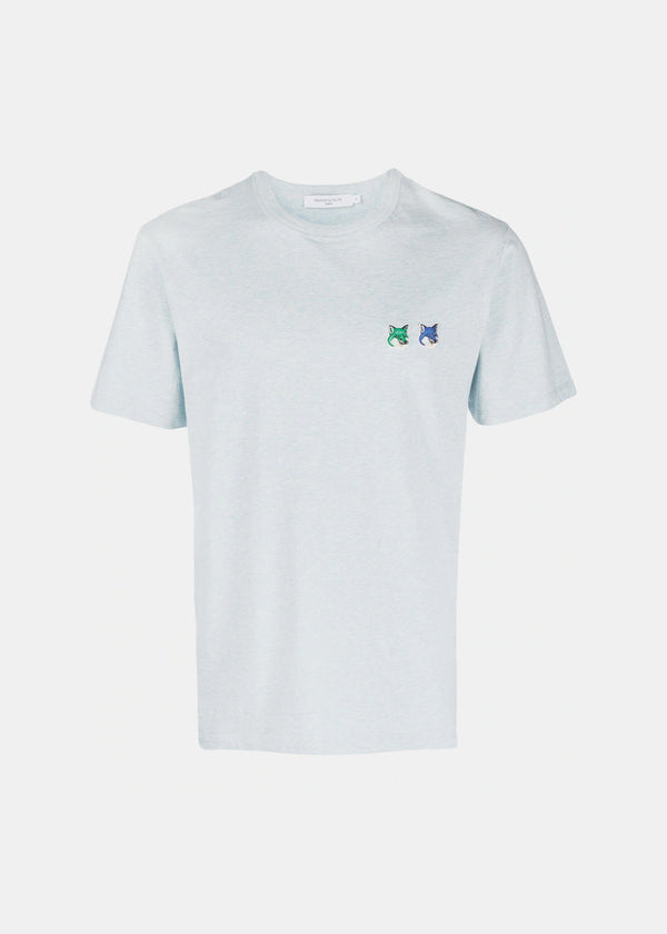 Maison Kitsun¨¦ Blue Double Monochrome Fox Head Patch T-Shirt - NOBLEMARS