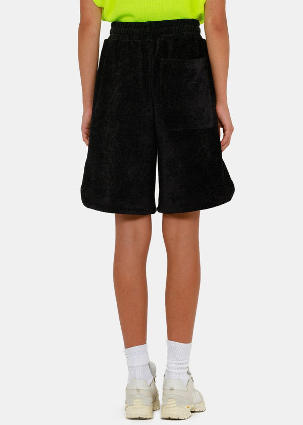 XOXOGOODBOY Black Oversized Logo Patch Towel Shorts - NOBLEMARS