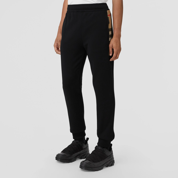 BURBERRY MEN CHECK PATTERN DETAIL JOGGERS - NOBLEMARS