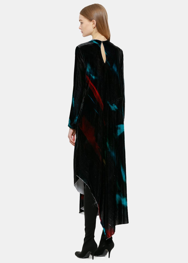 IDISM Black Asymmetric Velvet Dress - NOBLEMARS