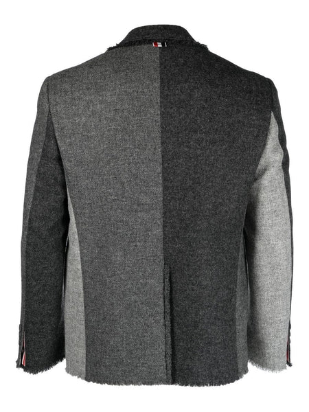 Thom Browne Men Single Vent Sport Coat In Shetland W/ Fray Edge