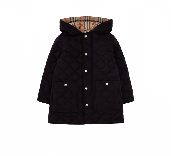 BURBERRY KIDS DIAMOND QUILTED HOODED JACKET - NOBLEMARS