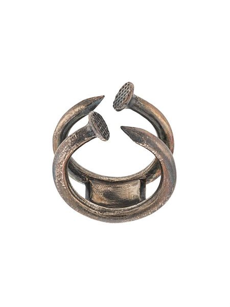 GUIDI DOUBLE NAILS SILVER RING