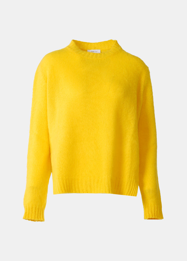 Avant Toi Yellow Over Round Neck Pullover In Cashmere With Slits - NOBLEMARS