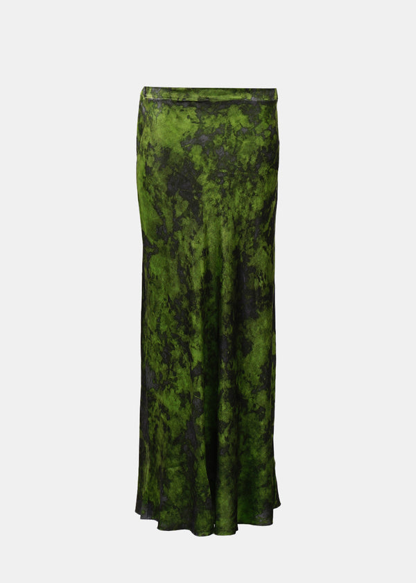 Avant Toi Green Camouflage Midi Silk Skirt - NOBLEMARS