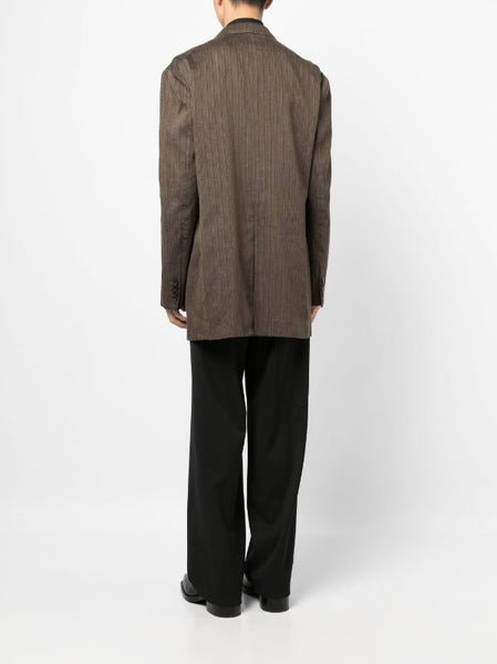 DRIES VAN NOTEN MEN BLUNT WASHED COTTON LINEN POLYESTER STRIPE ON