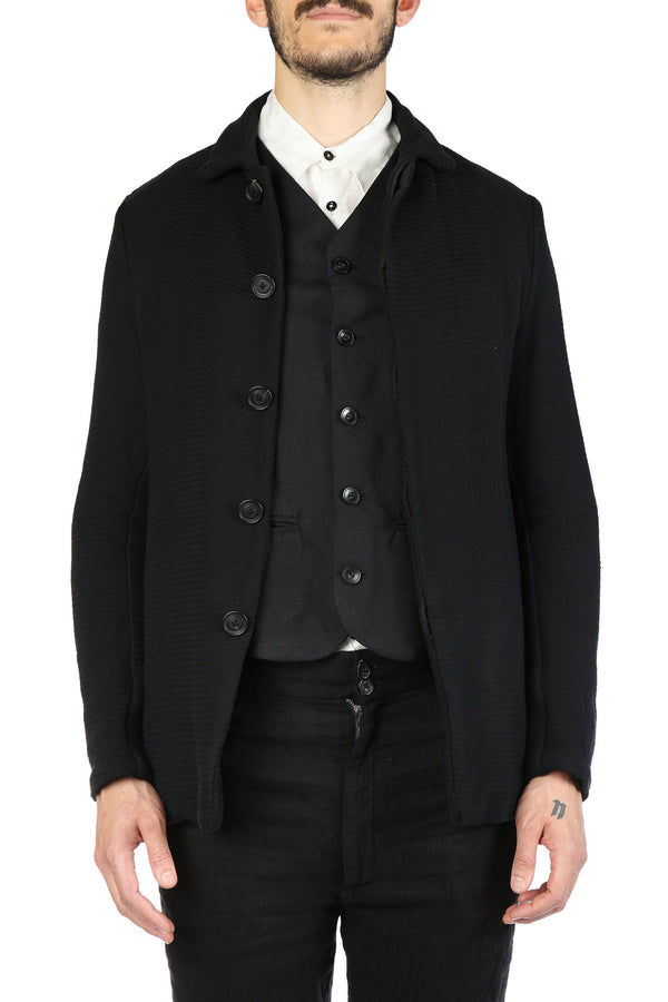 GEOFFREY B SMALL MEN HANDMADE FLY-FRONT EXTENDED LENGTH TAILORED BLUSON JACKET - NOBLEMARS