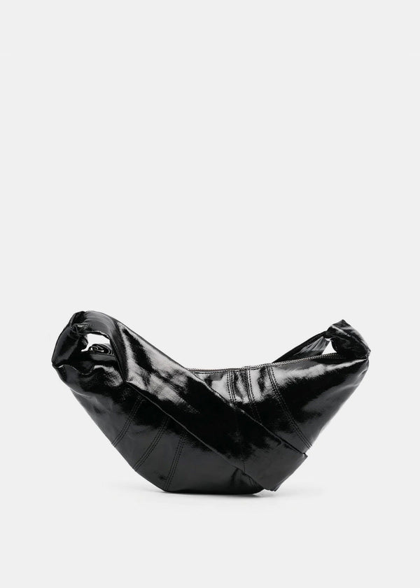 Lemaire Black Coated Small Croissant Bag - NOBLEMARS