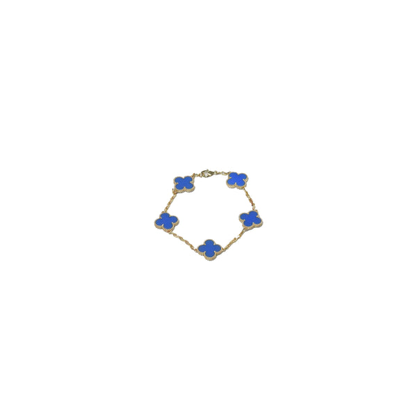 Van Cleef & Arpels Vintage Alhambra Bracelet 5 Motifs Agate Yellow Gold - NOBLEMARS