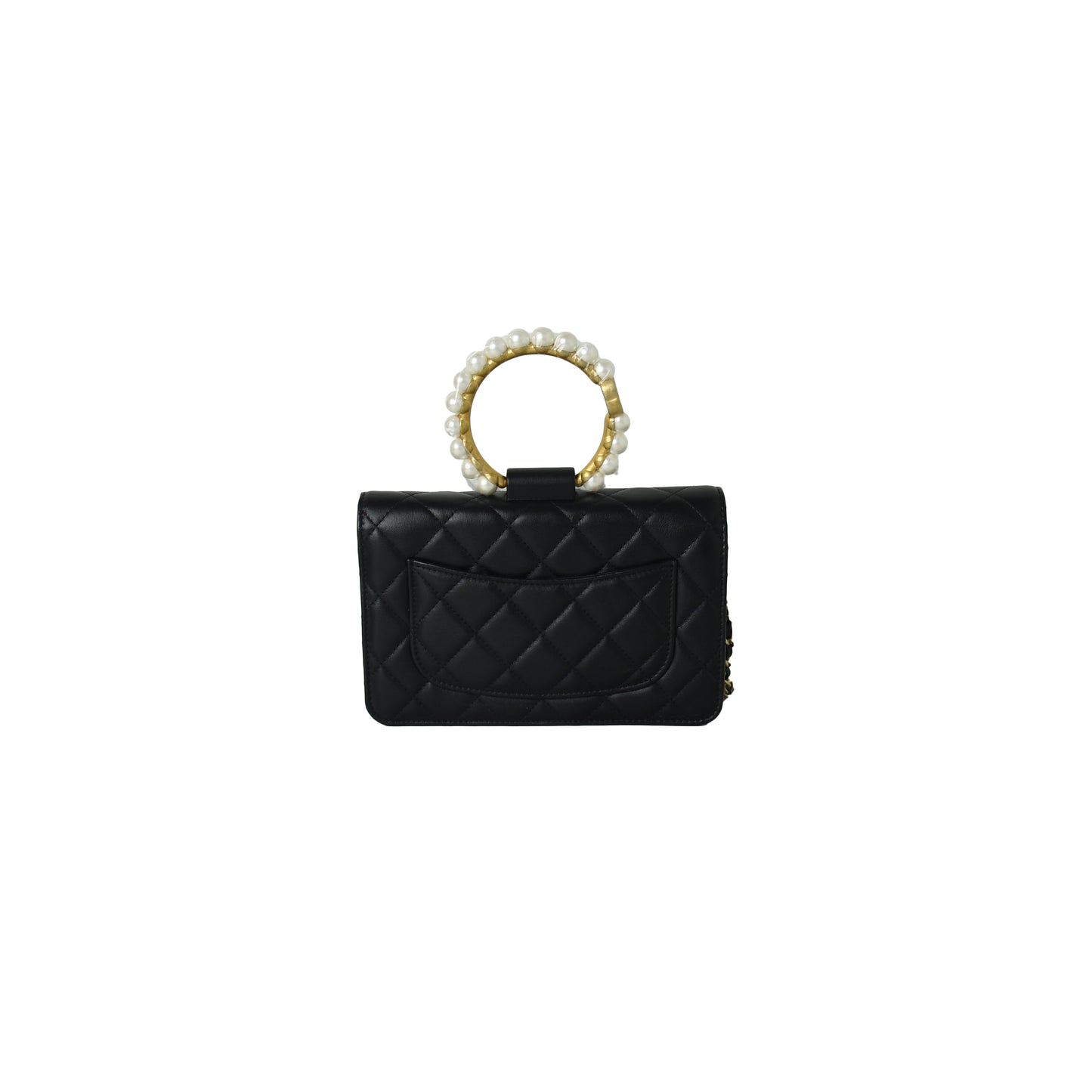 Chanel O Mini Bag Lambskin Imitation Pearls & Gold-Tone Metal Black - NOBLEMARS