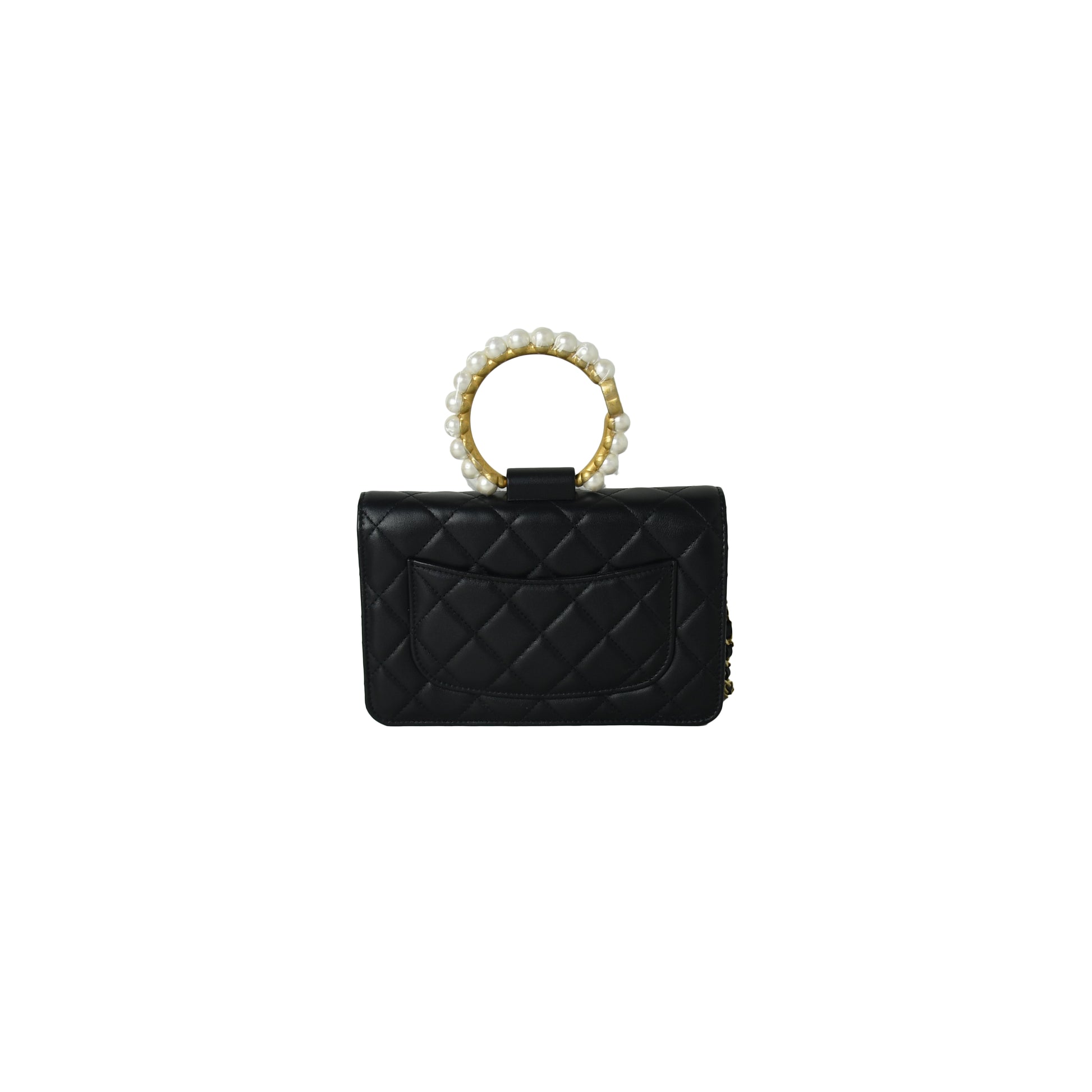Chanel O Mini Bag Lambskin Imitation Pearls & Gold-Tone Metal Black - NOBLEMARS