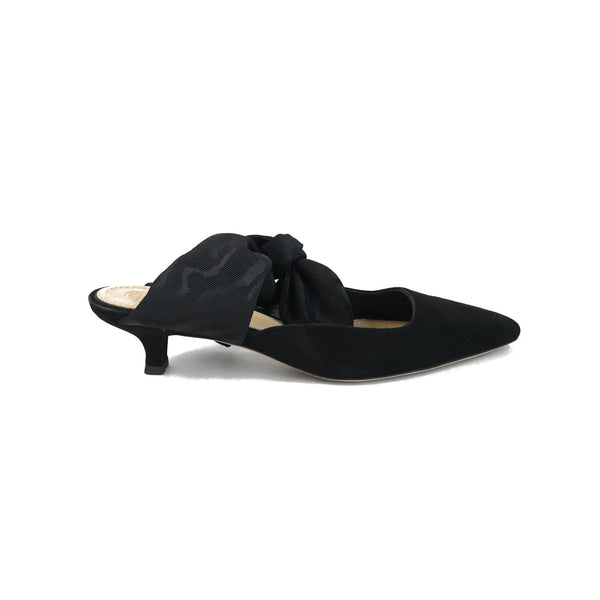 The Row Coco Mule Suede Moire Black Black - NOBLEMARS