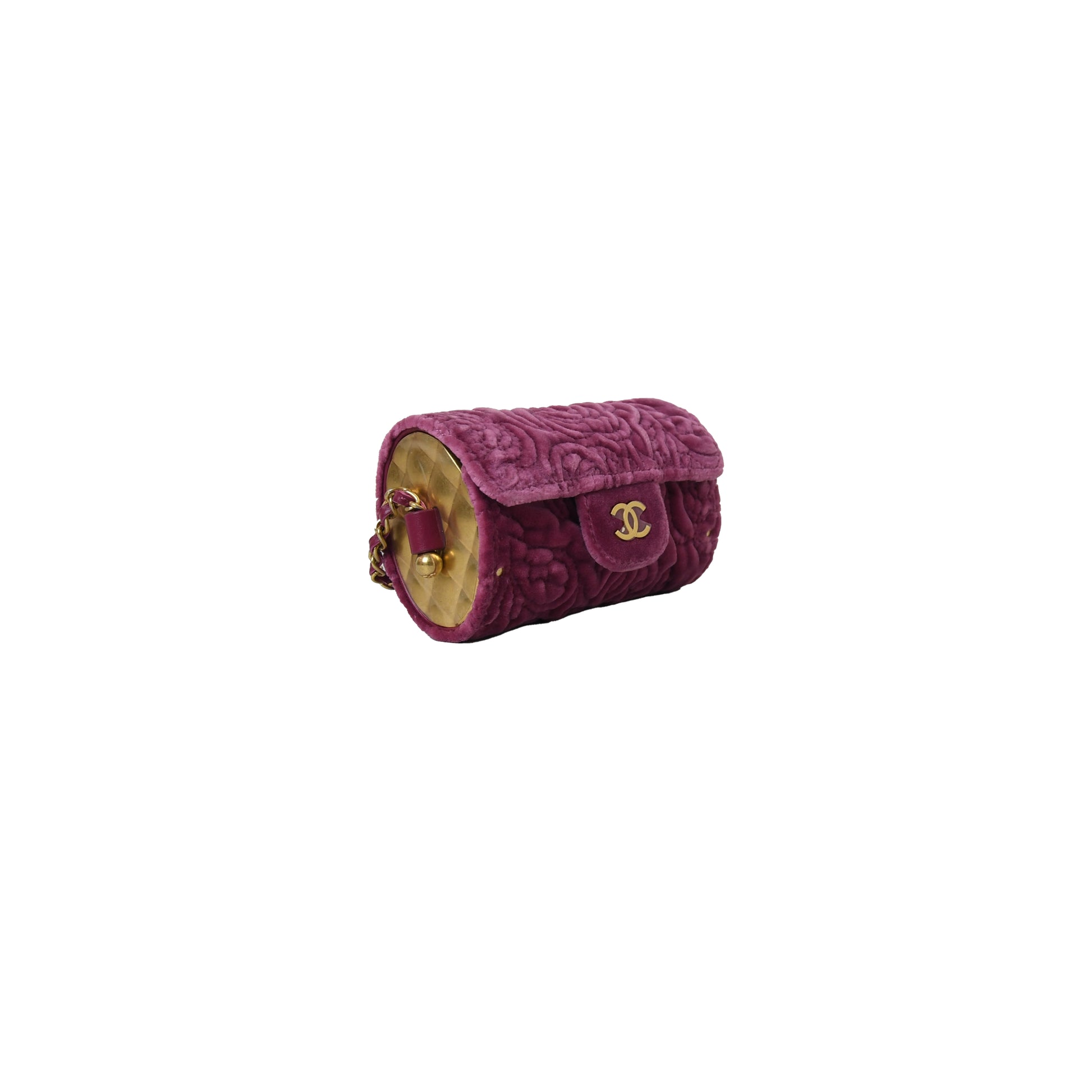 Chanel Velvet Round Flap Trunk Bag Purple - NOBLEMARS