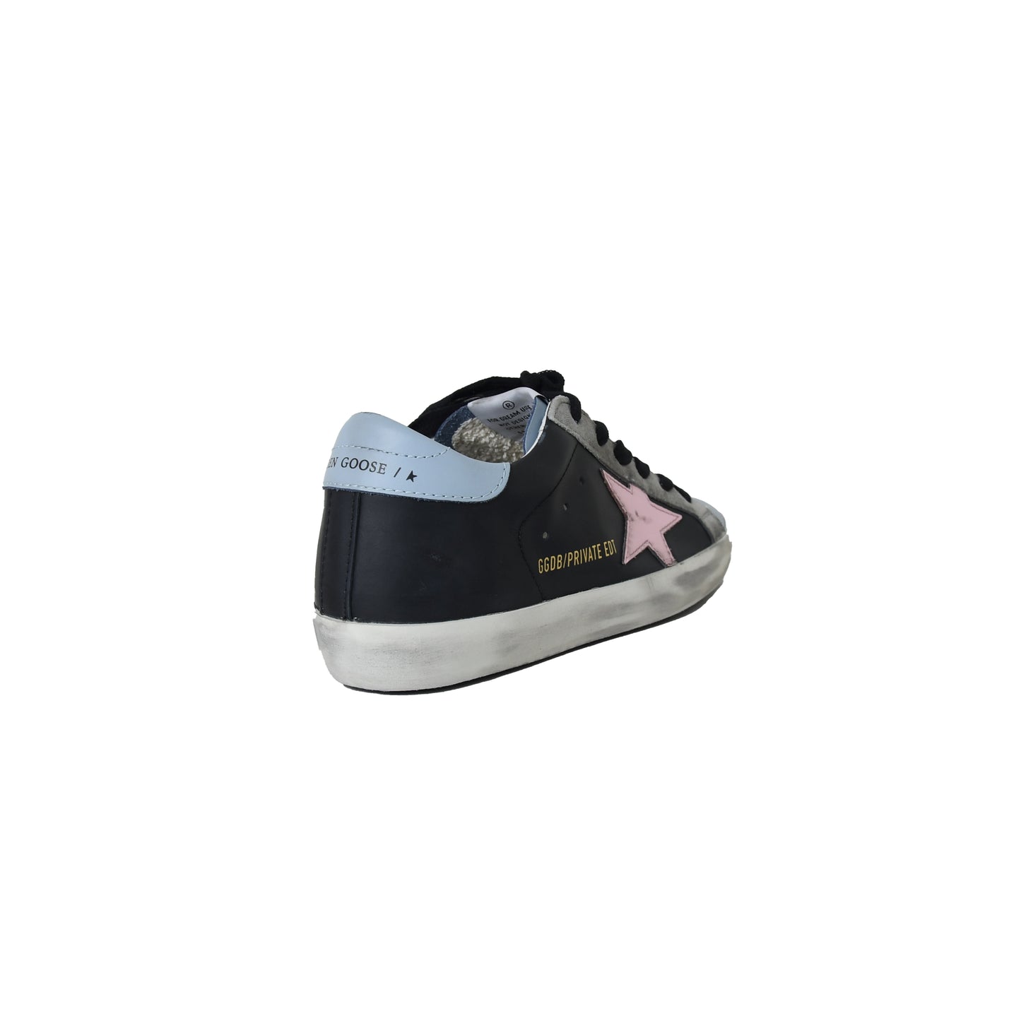 Golden Goose Super Star Classic With List Black Light Blue Pink - NOBLEMARS