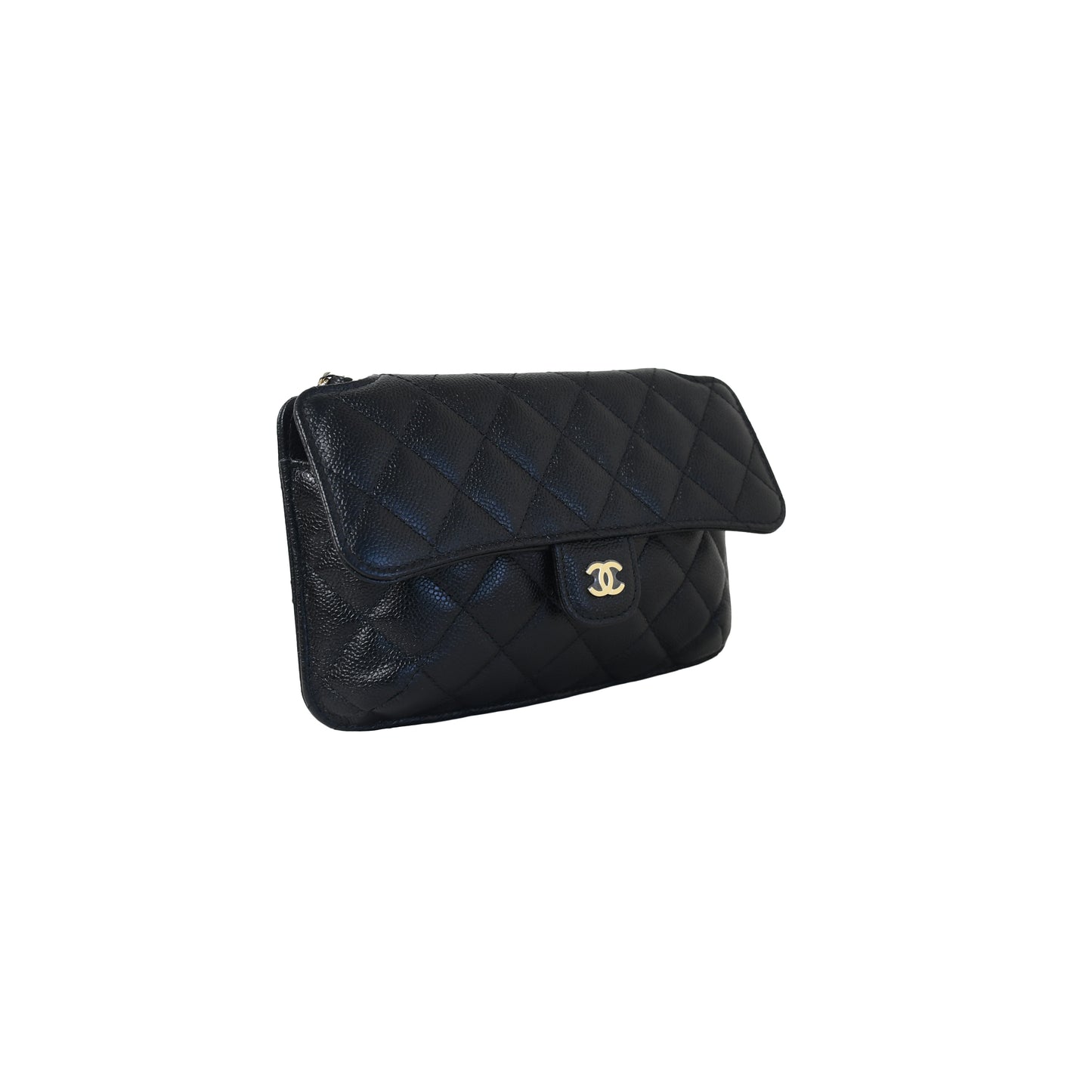 Chanel Caviar Fabric Quilted Foldable Tote With Chain Black Multicolor - NOBLEMARS