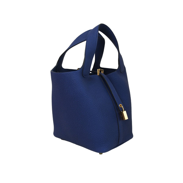 *HOT* Hermès Picotin Bag 18cm Blue Sapphire in Ostrich Leather with Palladium Hardware
