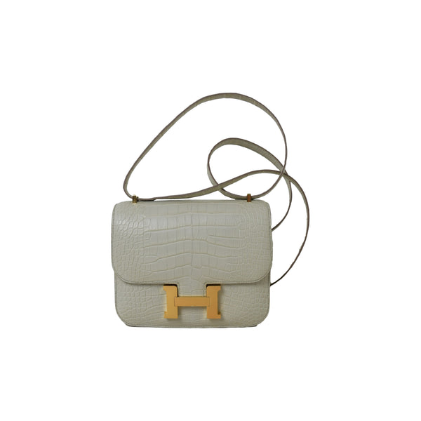 Hermes Constance 18 Beton Matte Alligator Mississippiensis Gold