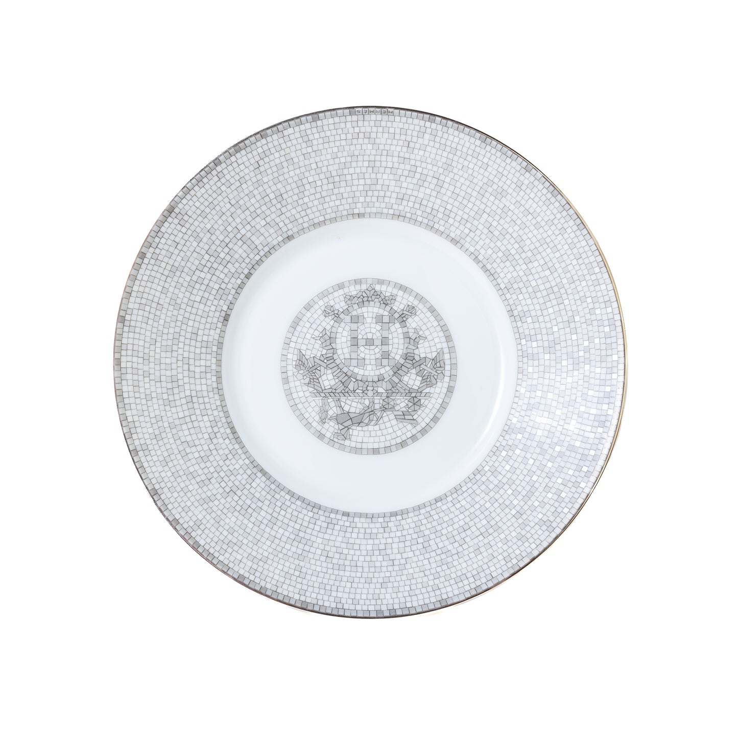 Hermes Mosaique Au 24 Platinum Coffee Cup and Saucer Platinum (Set of 2) - NOBLEMARS