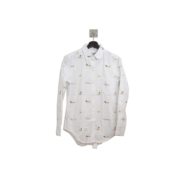 Thom Browne Oxfrod Multicolor Swimmer Embroidery Shirt White - NOBLEMARS