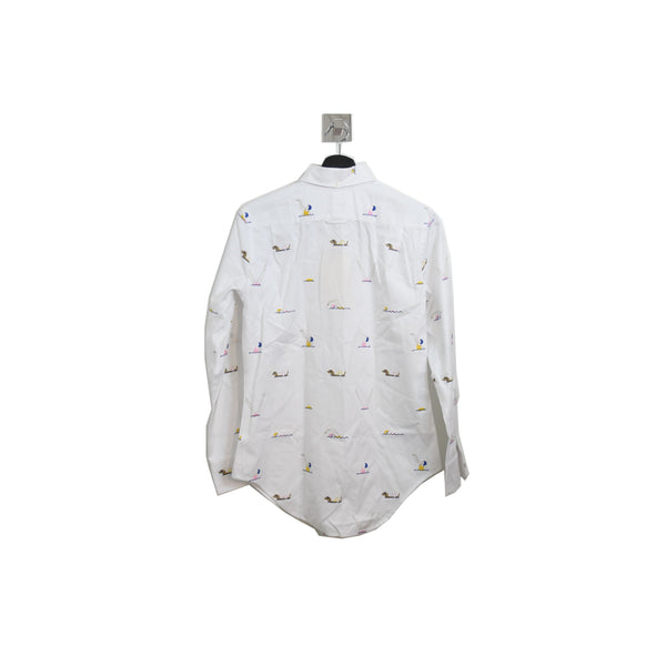 Thom Browne Oxfrod Multicolor Swimmer Embroidery Shirt White - NOBLEMARS