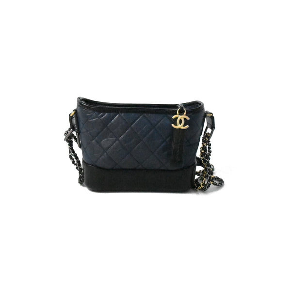 Chanel Gabrielle Calfskin Small Hobo Bag Denim Blue - NOBLEMARS