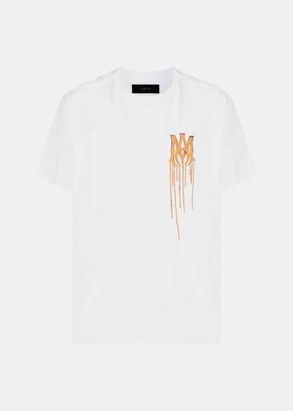 Amiri Paint Drip Logo Crewneck T-shirt in Orange for Men