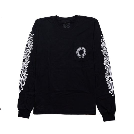 Chrome Hearts Scroll Mens Long Sleeve T-Shirts Black - NOBLEMARS
