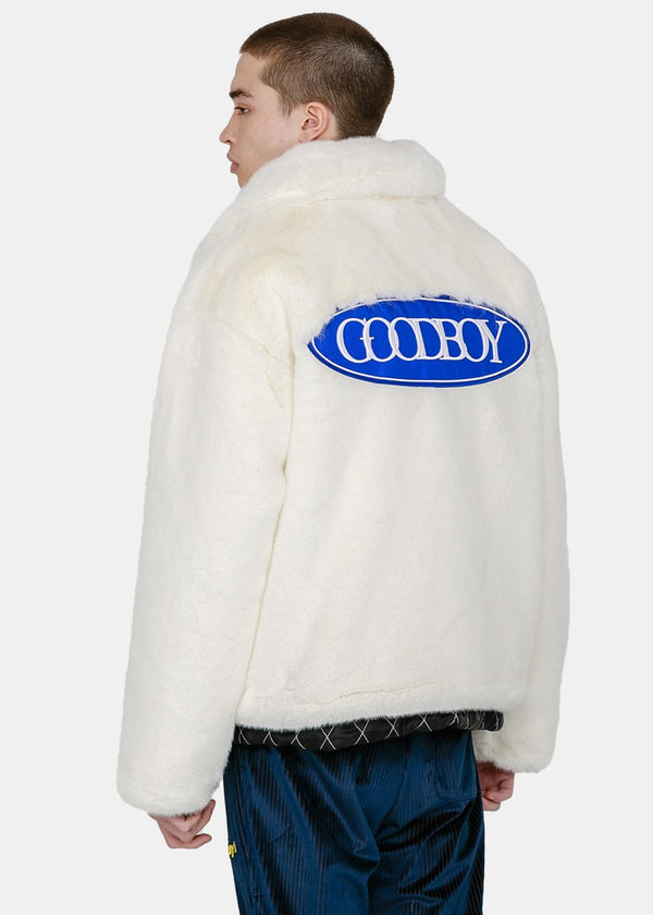 XOXOGOODBOY White Logo Fur Jacket - NOBLEMARS
