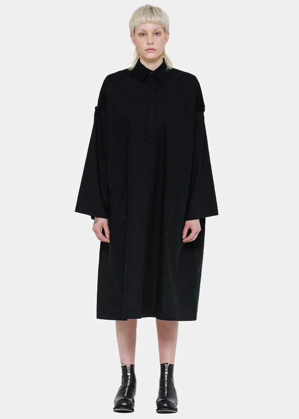 Y's Black Detachable Sleeve Shirt Dress - NOBLEMARS