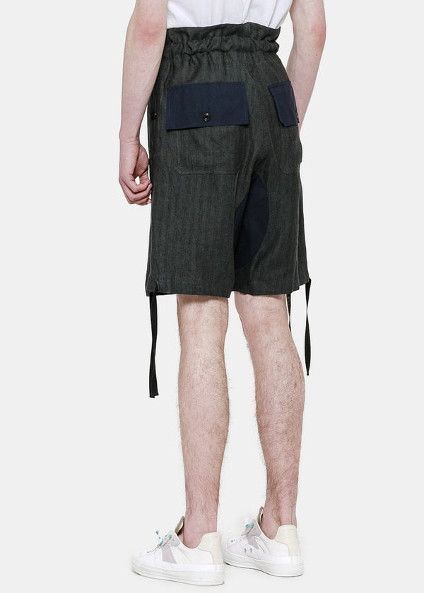 Nicholas Daley Black Irish Herringbone Shorts - NOBLEMARS